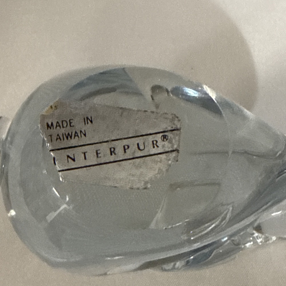 Vintage Interpur Clear Glass Rabbit Figurine Paperweight Taiwan - Picture 10 of 11